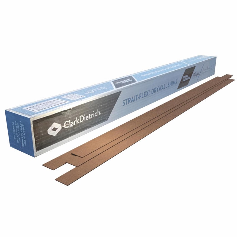 Strait Flex Strait-Flex Drywall Shims for Leveling – Fix Framing Irregularities, Butt Joints, Door Jambs and More – Easy-Dispense Compressed Cardboard Strips - 100 pcs 1-1/2” x 45” x 1/16” - Image 1